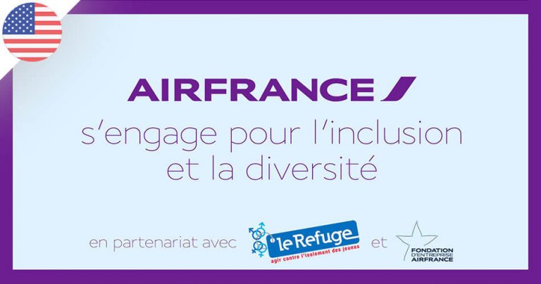 Bannière Air France, inclusion et diversité avec l'association le refuge