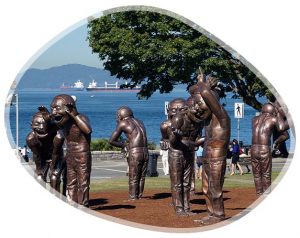 Statues A-maze-ing Laughter à Vancouver au Canada