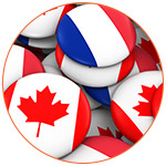 Badges aux couleurs de la France et du Canada