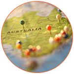 Itinéraire sur une carte de l'Australie avec des épingles