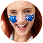 jeune australienne souriante drapeau visage