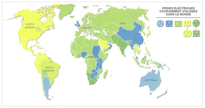 Carte mondiale des prises électriques