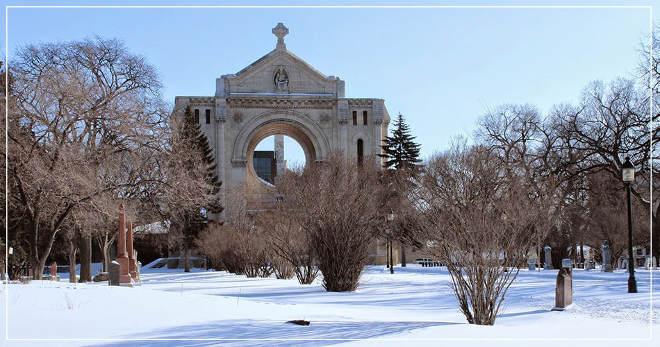 Eglise de Winnipeg (Canada) sous la neige