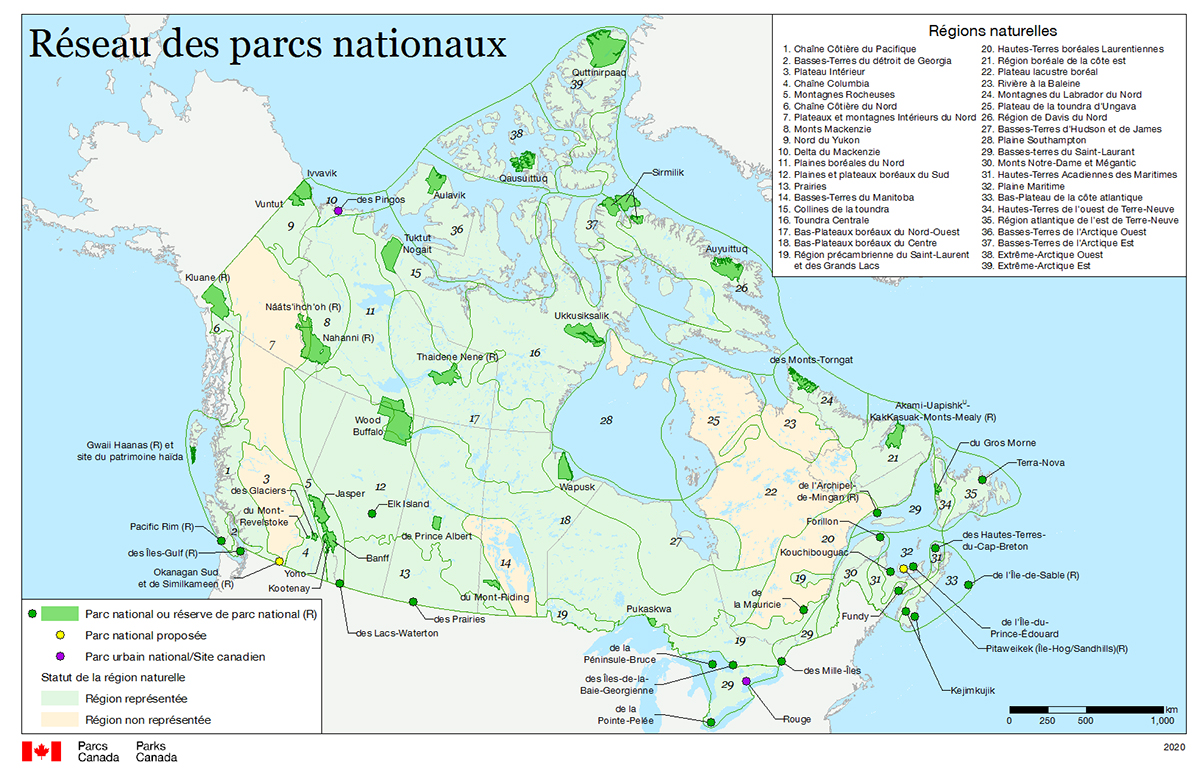 Plan des parcs nationaux au Canada