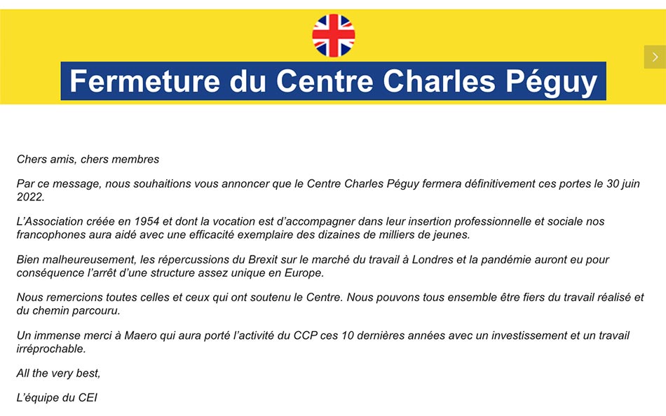 Annonce Centre Charles Péguy