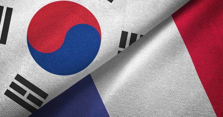 Drapeaux France et Corée du Sud