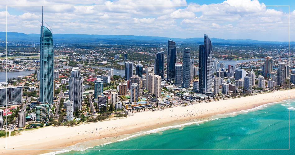Vue aérienne d'une grande ville australienne
