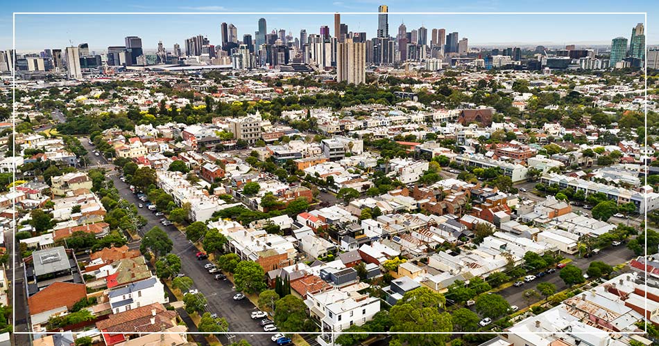 Vue aérienne d'une ville australienne