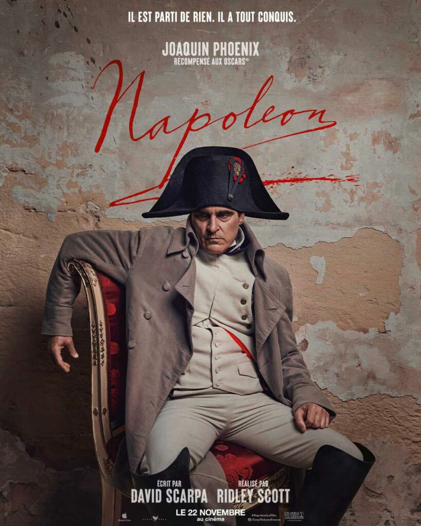 Affiche officielle du film Napoléon, réalisé et produit par Ridley Scott et écrit par David Scarpa