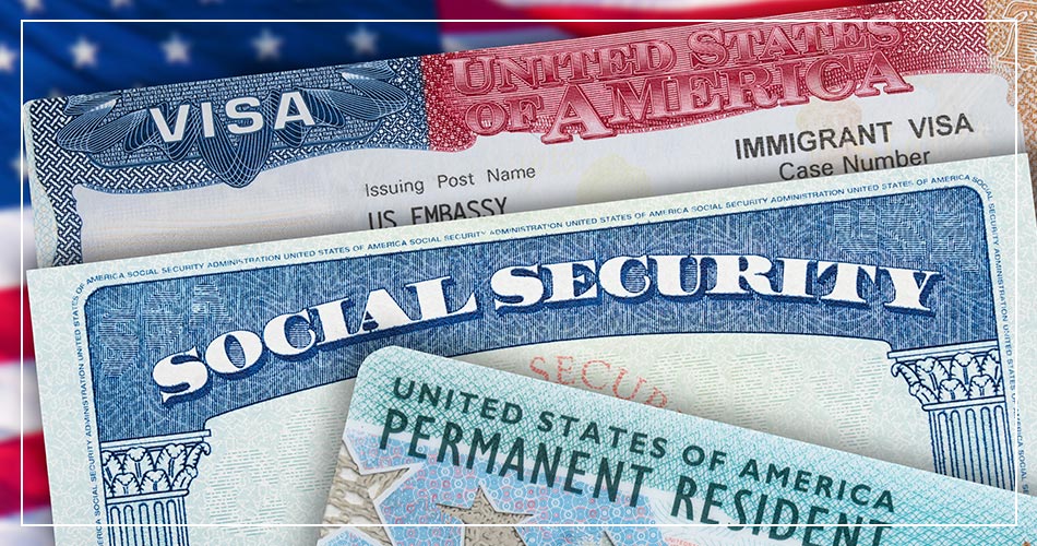 USA : Visa, social security, permanent resident card