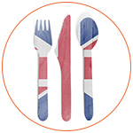 Couverts britanniques avec le drapeau du Royaume-Uni