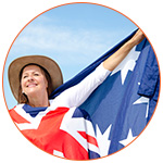 Femme australienne avec le drapeau de l'Australie