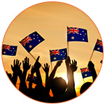 Foule australienne avec le drapeau de l'Australie