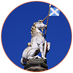 Une licorne avec le drapeau écossais
