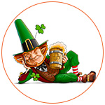Dessin du Leprechaun irlandais allongé avec une chope de bière 